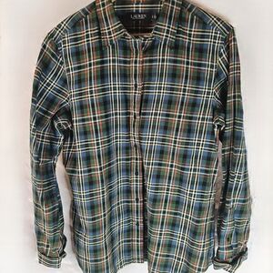 Ralph Lauren Green and Blue Button Down Shirt Size Large
